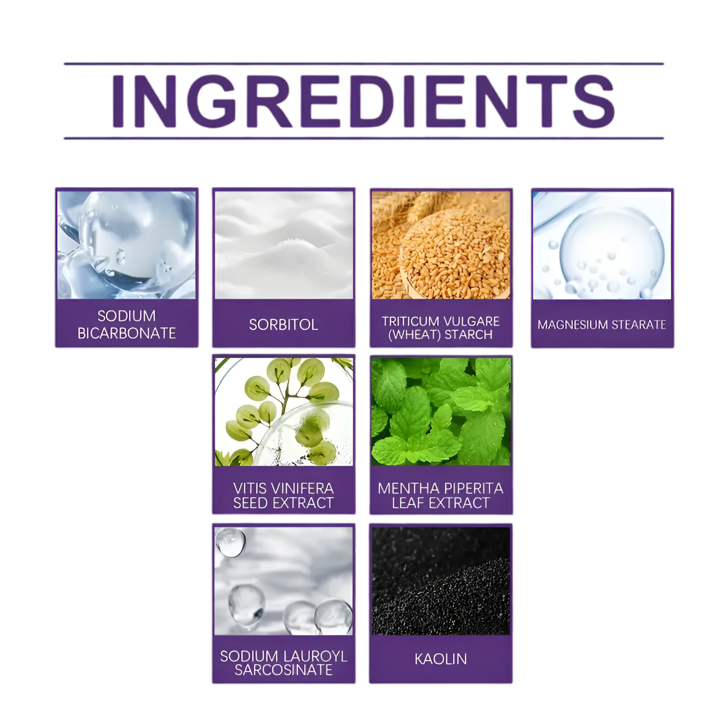 Ingredients of the purple whitening powder