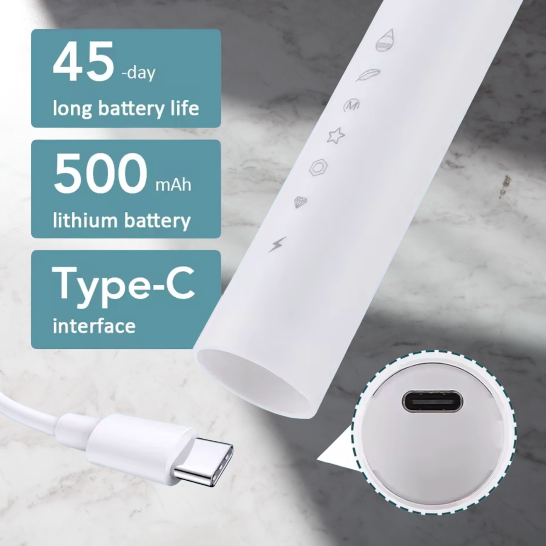 White Toothbrush battery life and charging features