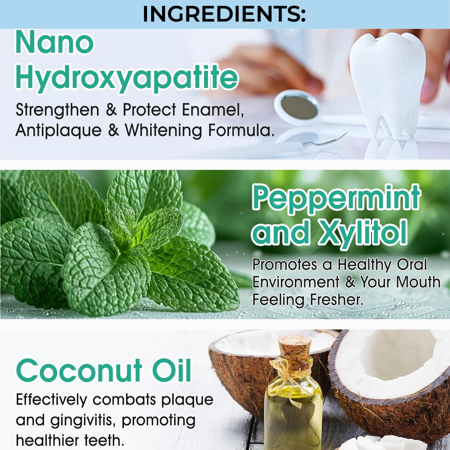 Ingredients of toothpaste tablets